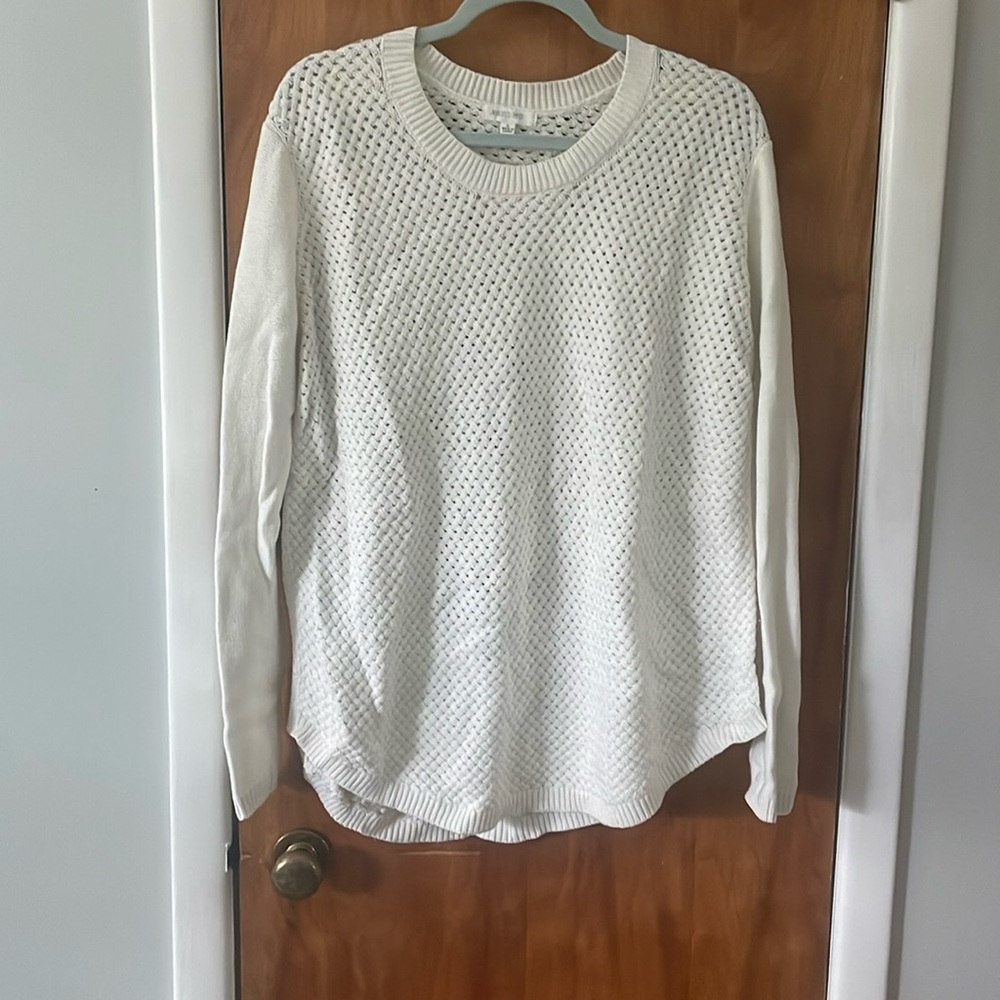 Waffle knit sweater with elbow patch details